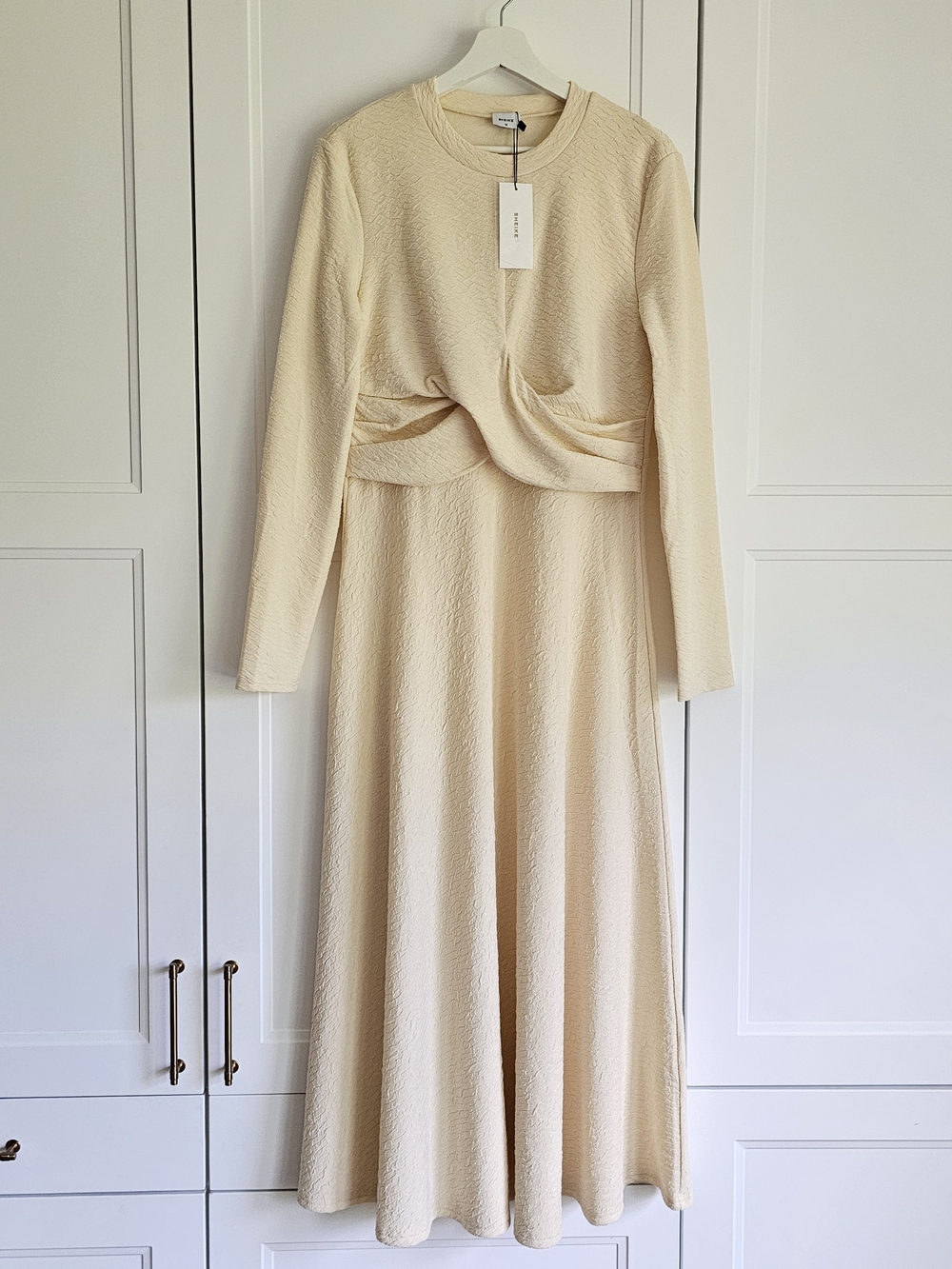 Sheike Cream Surrender Midi Long-Sleeve Twist-Waist Maxi Dress NWT $149.99